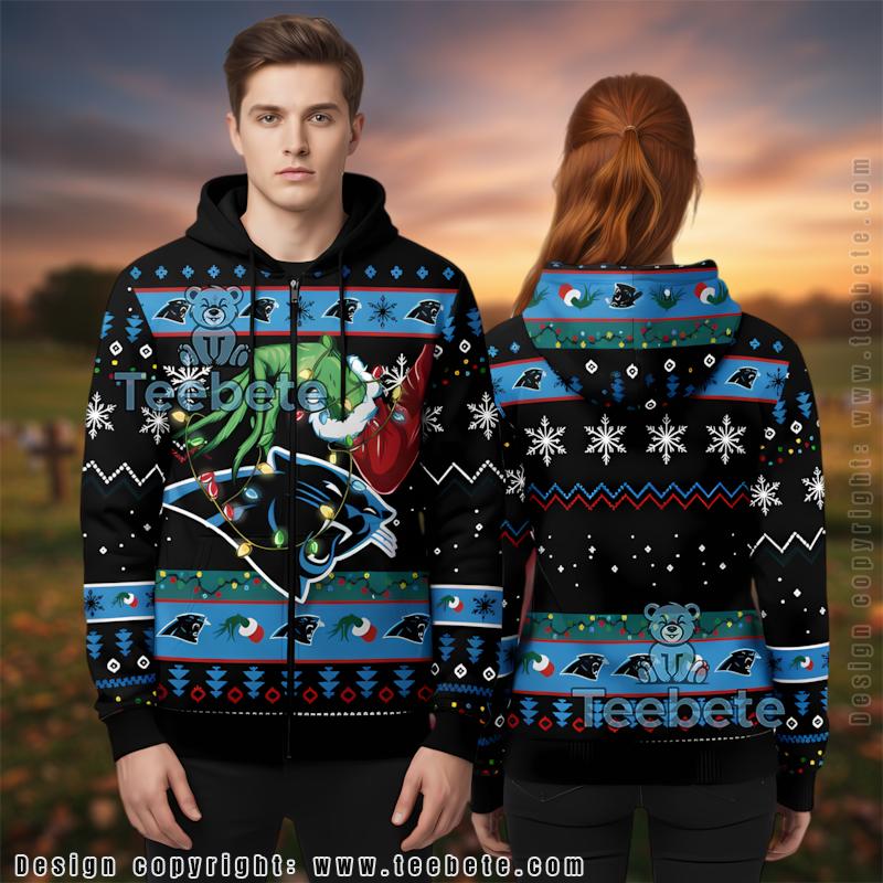 Carolina Panthers Ho Ho Ho Mickey Mouse 3D Ugly Hoodie Men Carolina Panthers Ho Ho Ho Mickey Mouse 3D Ugly Hoodie Men