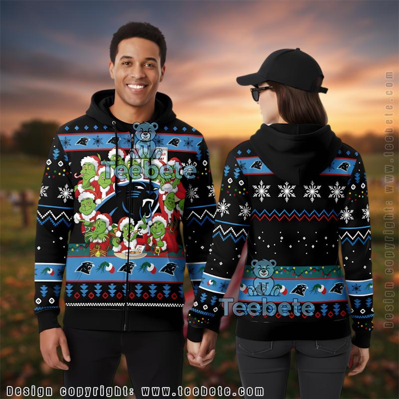 Carolina Panthers Grinch Squad 3D Ugly Hoodie Printed