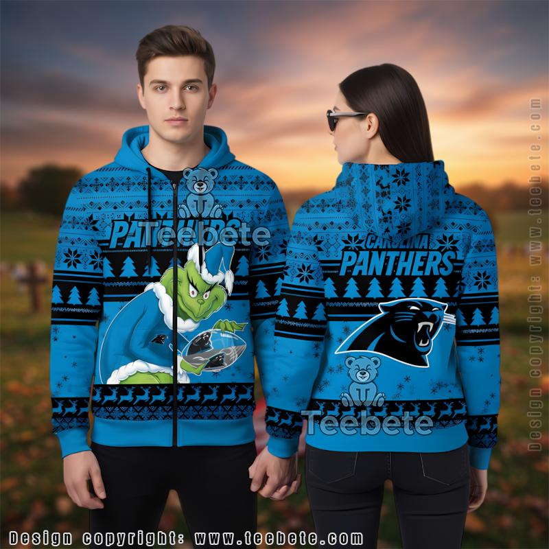 Carolina Panthers Grinch Stole Xmas 3D Ugly Hoodie Printed