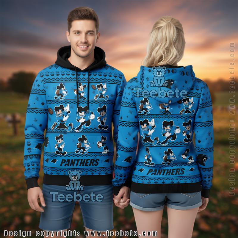 Carolina Panthers Mickey Disney 3D Ugly Hoodie Youth