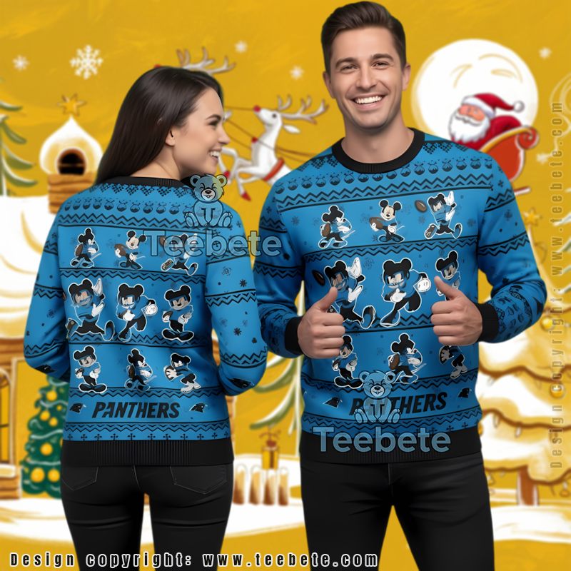 Carolina Panthers Pug Dog Cheap Ugly Christmas Sweater Blue