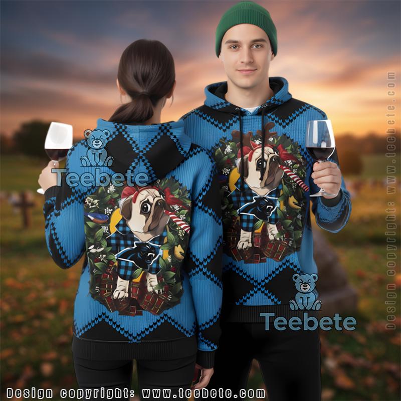 Carolina Panthers Pug Dog 3D Ugly Hoodie Print