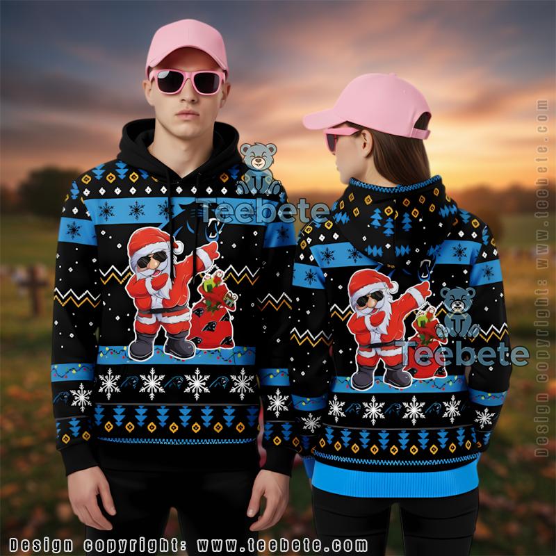 Carolina Panthers Santa Claus Bring Gifts 3D Ugly Hoodie Men