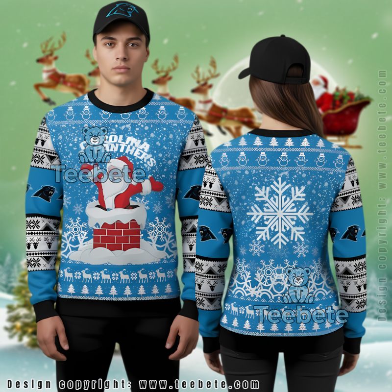 Carolina Panthers Pug Dog Cheap Ugly Christmas Sweater Blue