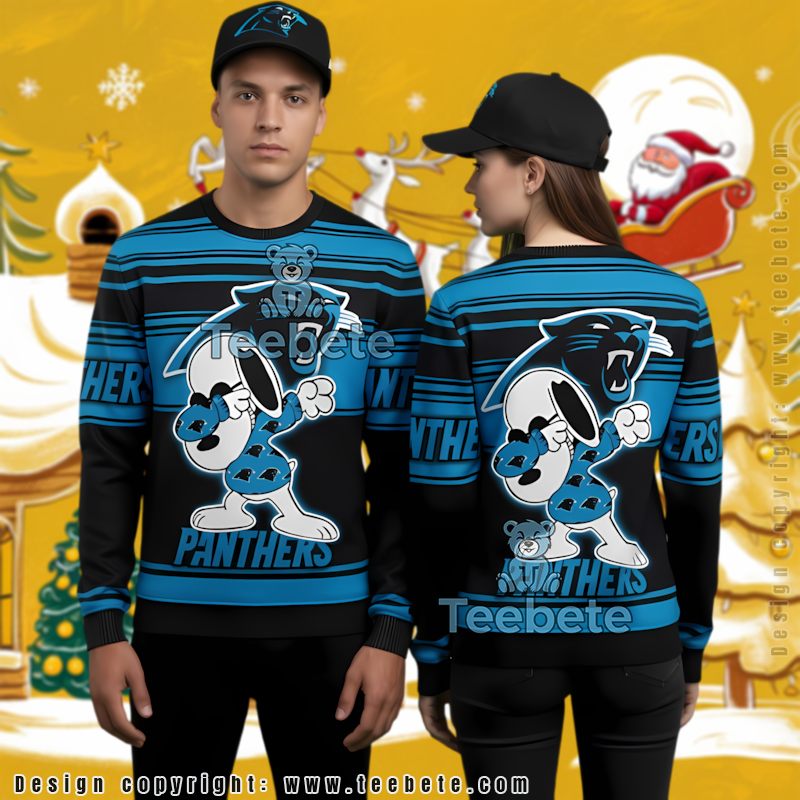 Carolina Panthers Skull Floral Cute Ugly Christmas Sweater Blue