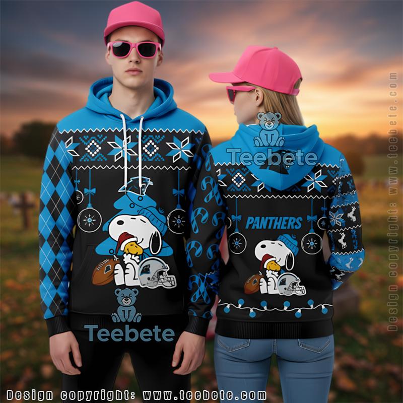 Carolina Panthers Snoopy Hug Woodstock 3D Ugly Hoodie Women