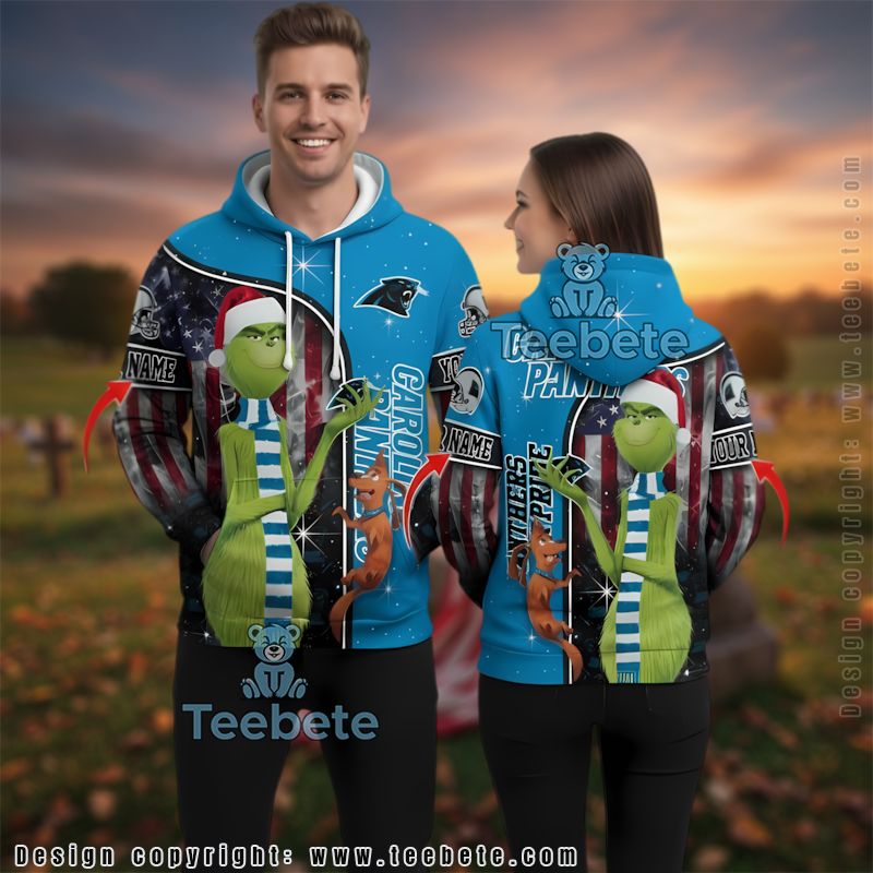 Carolina Panthers The Grinch Personalized 3D Hoodie Dad Mom