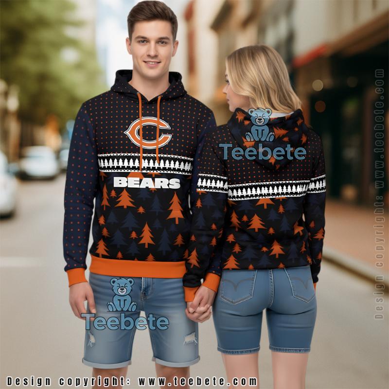 Chicago Bears Christmas Tree 3D Ugly Hoodie Print