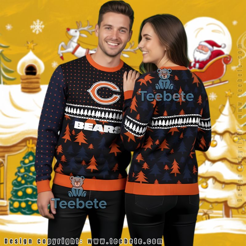 Chicago Bears Crazy Ugly Christmas Sweater Blue Orange