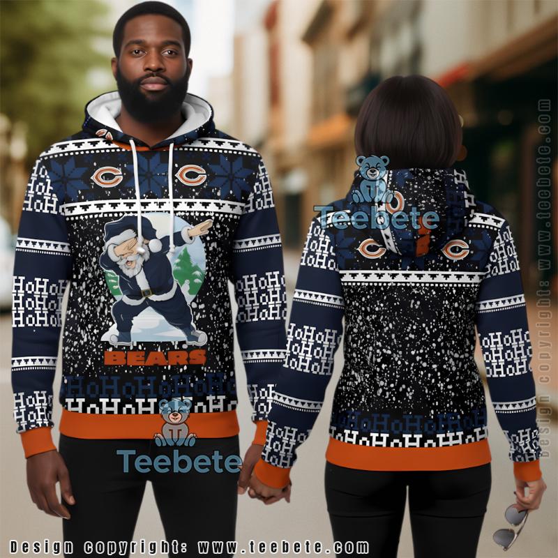 Chicago Bears Dabbing Santa Claus Ugly Christmas 3D Print