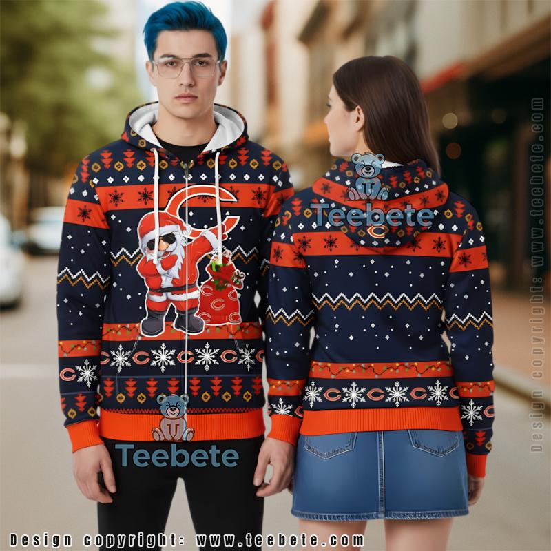 Chicago Bears Diamond Pattern Team Logo 3D Print Zip Up Hoodie