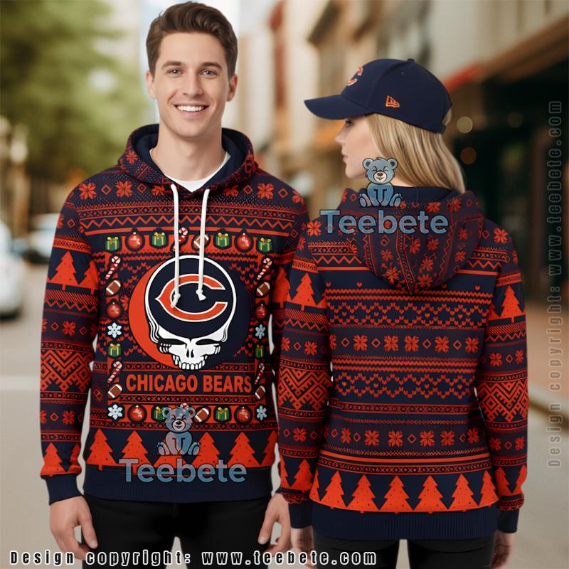 Chicago Bears Grinch Christmas Wreath Ugly 3D Hoodie