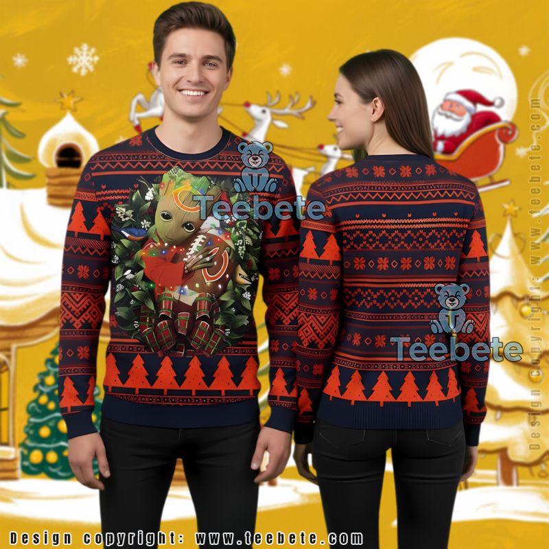 Chicago Bears Crazy Ugly Christmas Sweater Blue Orange