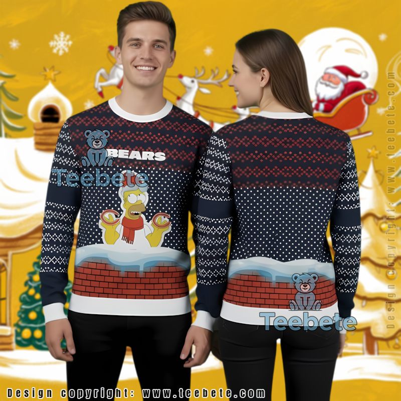 Chicago Bears Mascot Ugly Christmas Sweater Party Blue