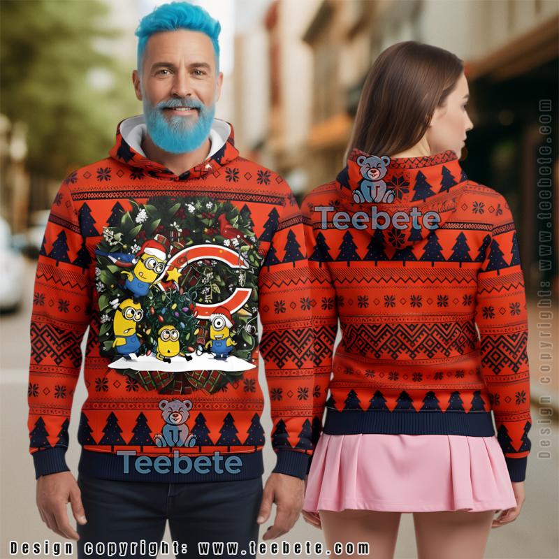Chicago Bears Minion Ugly Christmas Sweater 3D Print Hoodie