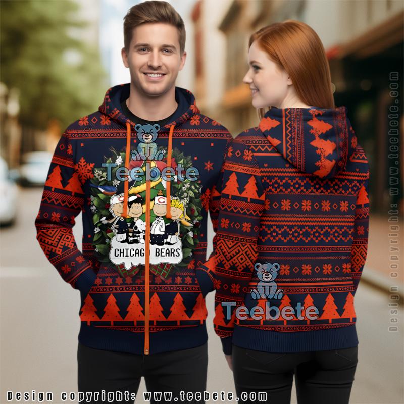 Chicago Bears Peanuts Snoopy Charlie Brown Ugly Zip Up Hoodie 3D Print