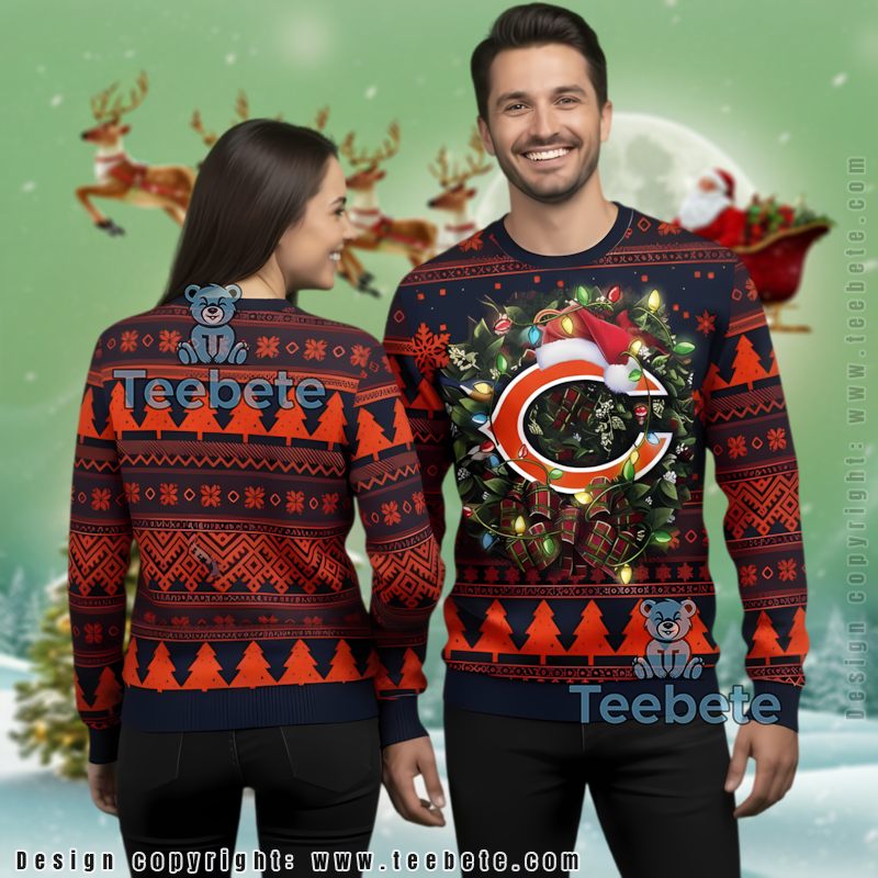 Chicago Bears Reindeer Snowman Ugly Christmas Sweater Mens Blue Orange Chicago Bears Reindeer Snowman Ugly Christmas Sweater Mens Blue Orange