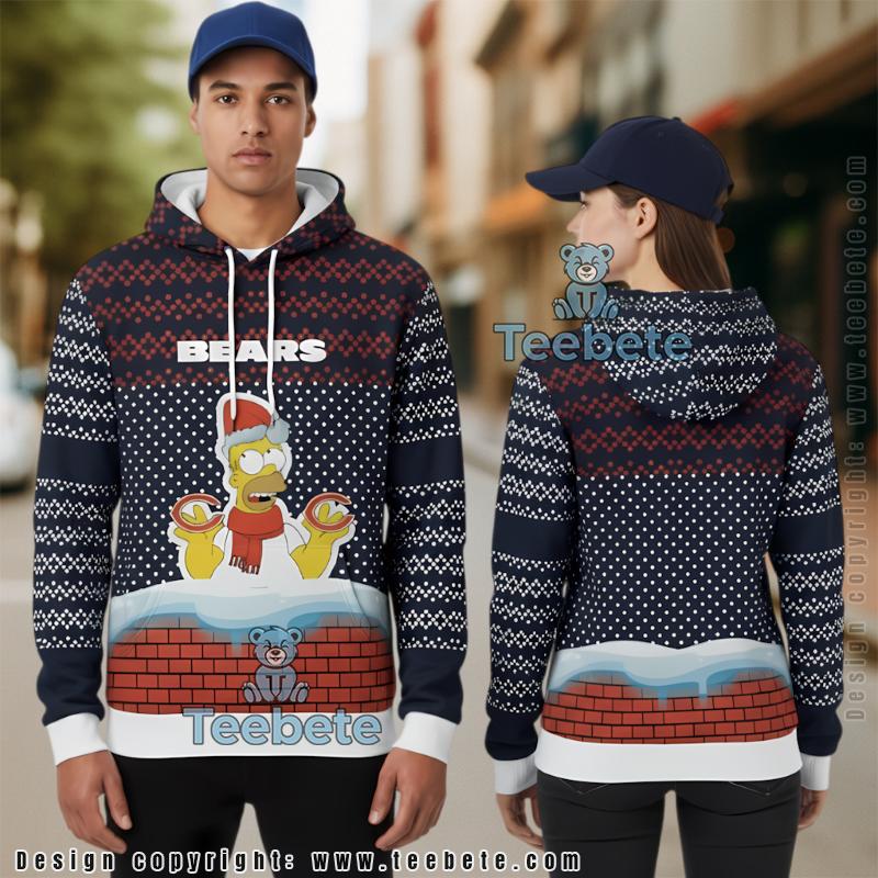 Chicago Bears Simpsons Homer Ugly Christmas 3D Print Hoodie