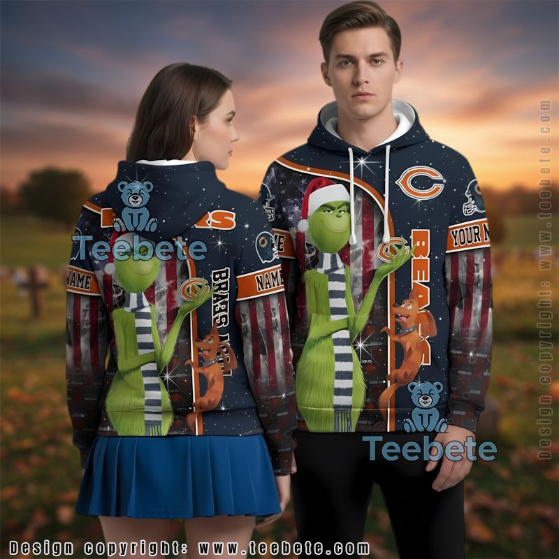 Chicago Bears The Grinch Personalized 3D Hoodie Graphic