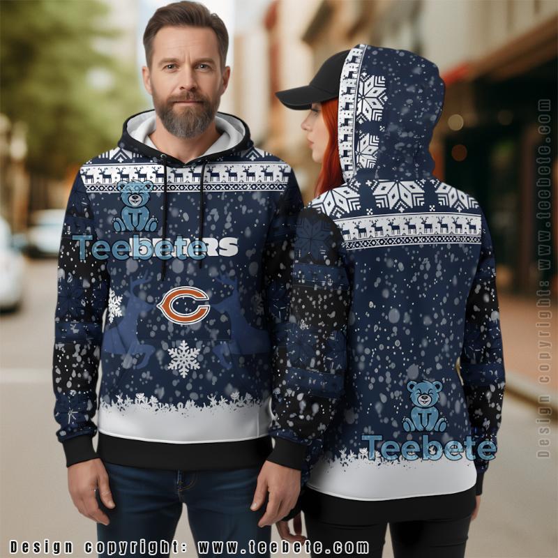 Chicago Bears Ugly Christmas Reindeer 3D Print Hoodie