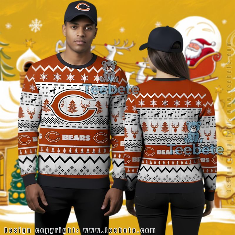 Chicago Bears Ugly Christmas Sweater Cool Orange Blue