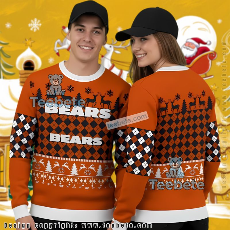 Chicago Bears Ugly Christmas Sweater White Orange Vacation