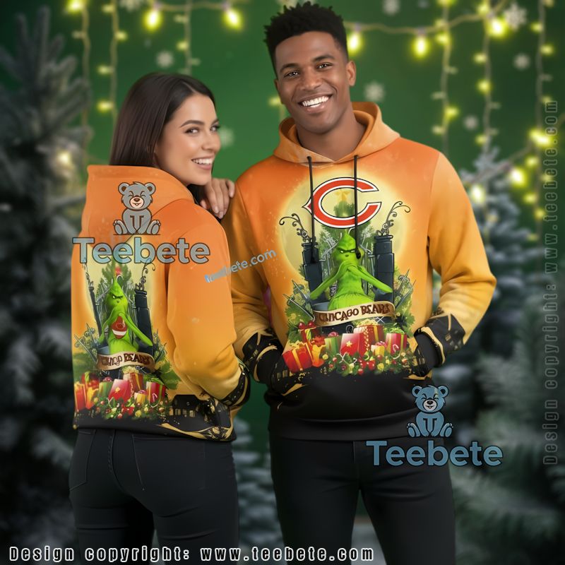 Chicago Bears Xmas The Grinch 3D Hoodie Graphic