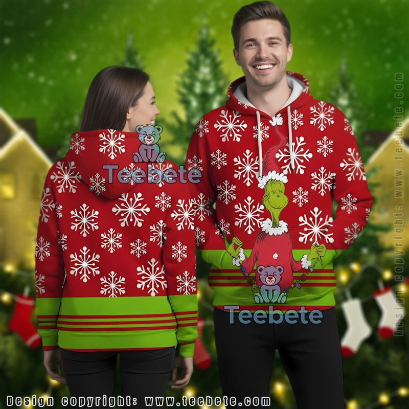 Christmas Lights Snowflakes The Grinch 3D Hoodie Boys