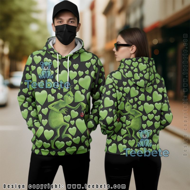 Christmas The Grinch And Heart 3D Hoodie Boys