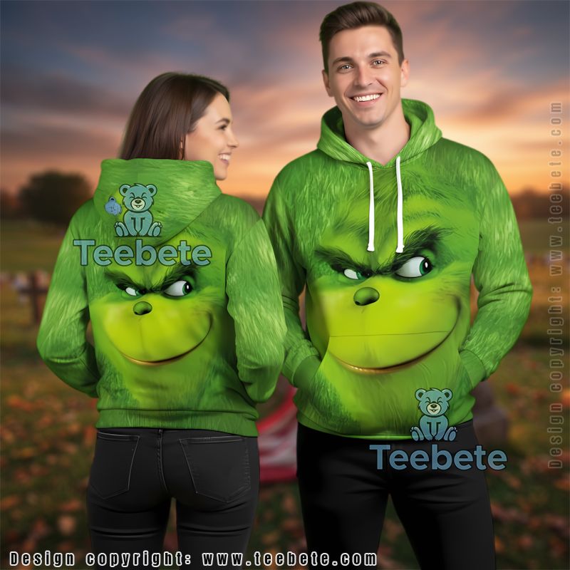 Christmas The Grinch Smile 3D Hoodie Mens