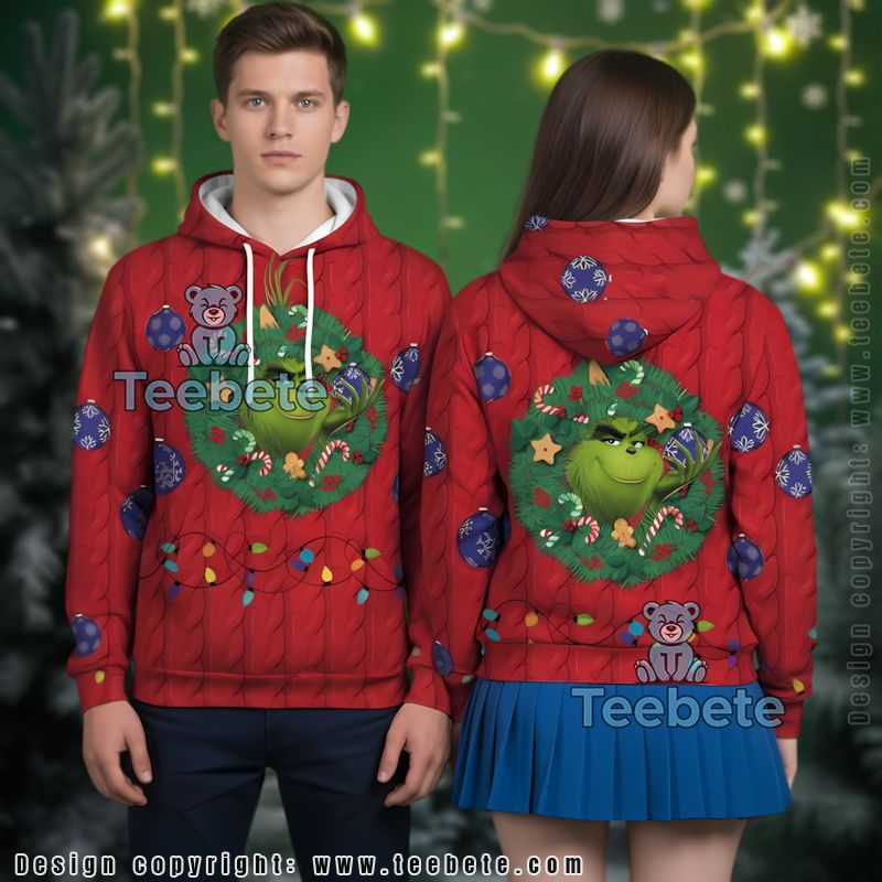 Christmas Wreath The Grinch 3D Hoodie Kids