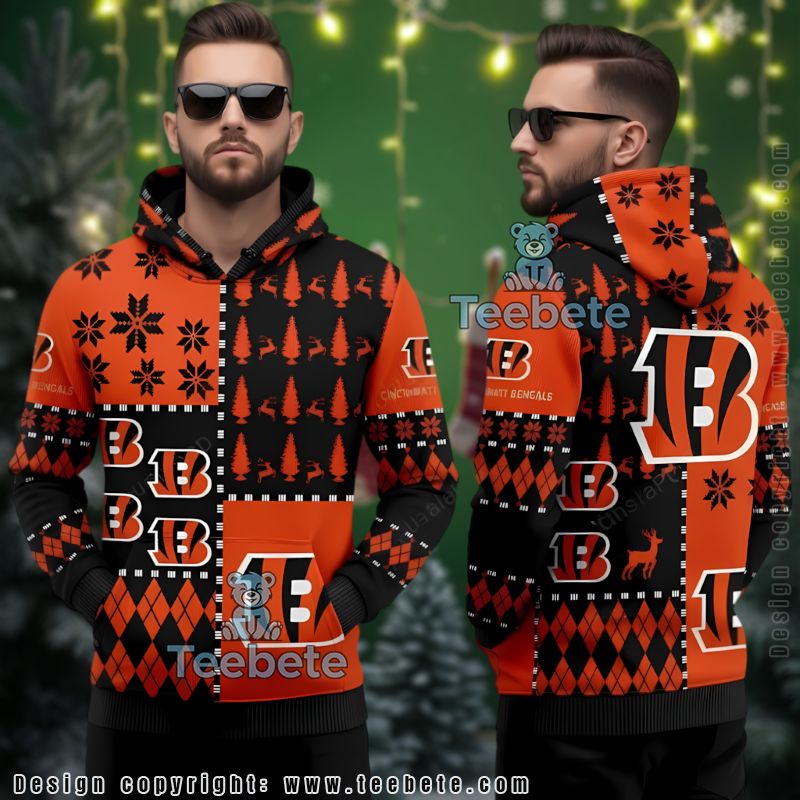 Cincinnati Bengals Black Orange Ugly Christmas 3D Hoodie Fan