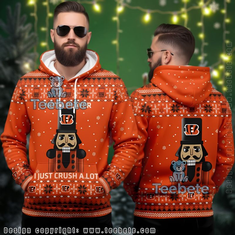 Cincinnati Bengals Christmas Nutcracker Ugly 3D Hoodie Orange