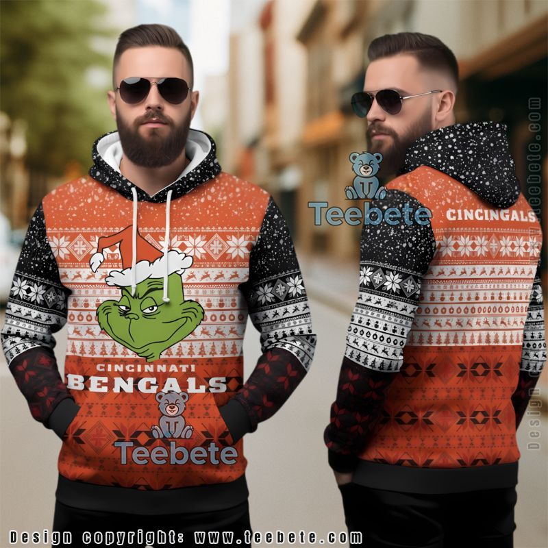 Cincinnati Bengals Dr Seuss Grinch Ugly Christmas 3D Hoodie