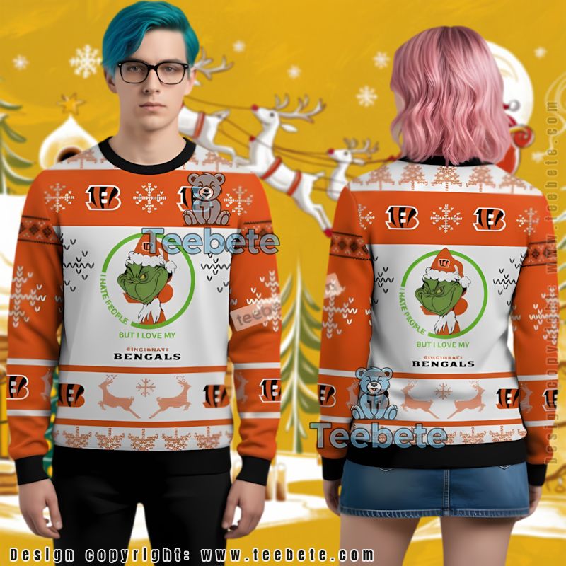 Cincinnati Bengals Grinch Santa Ugly Christmas Sweater Mens