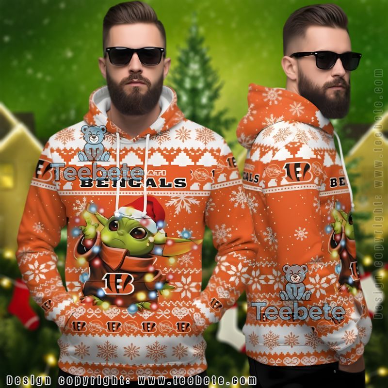 Cincinnati Bengals Grogu Christmas Ugly 3D Hoodie Star Wars