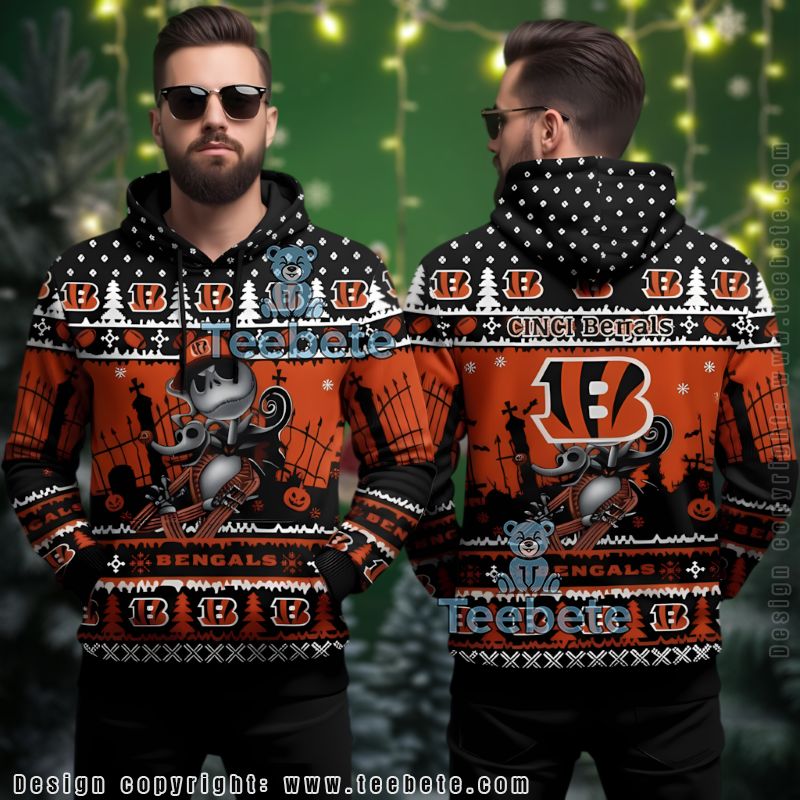 Cincinnati Bengals Halloween Christmas Jack Zero Ugly 3D Hoodie