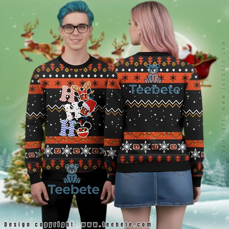 Cincinnati Bengals Hohoho Mickey Ugly Christmas Sweater Party