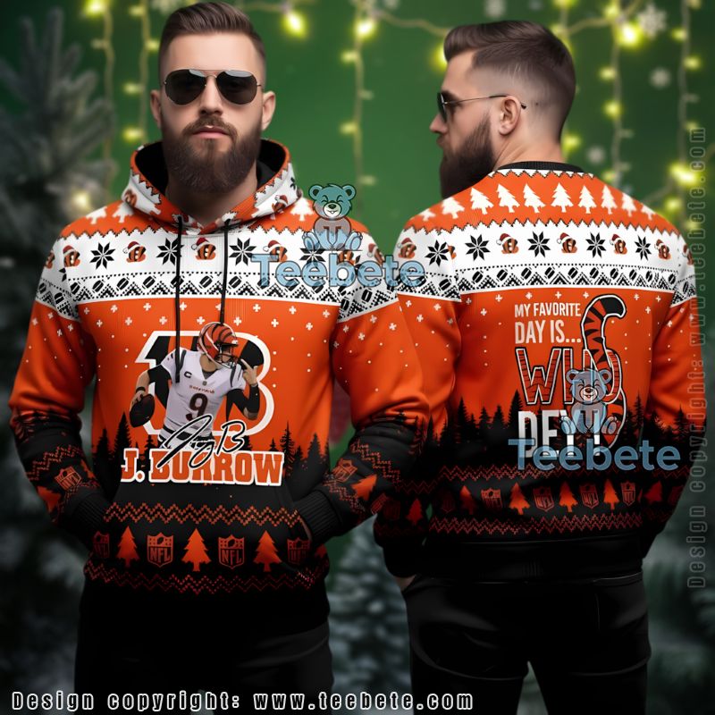 Cincinnati Bengals Joe Burrow Ugly Christmas 3D Hoodie
