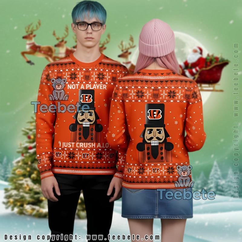 Cincinnati Bengals Not A Player Ugly Christmas Cardigan Orange