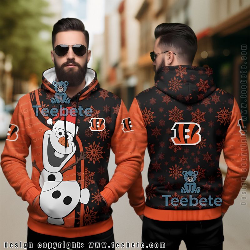 Cincinnati Bengals Olaf Snowman Ugly 3D Hoodie Christmas Gift