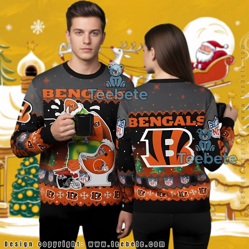 Cincinnati Bengals Santa Grinch Ugly Christmas Sweater Cheap