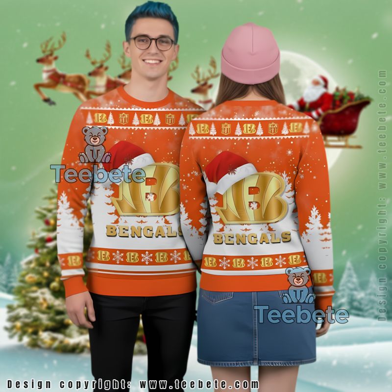 Cincinnati Bengals Santa Hat Ugly Christmas Sweater Womens