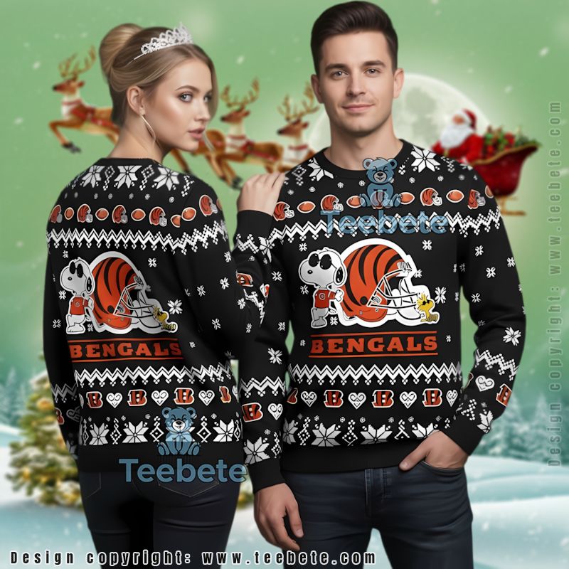 Cincinnati Bengals Snoopy Woodstock Ugly Christmas Sweater Crazy
