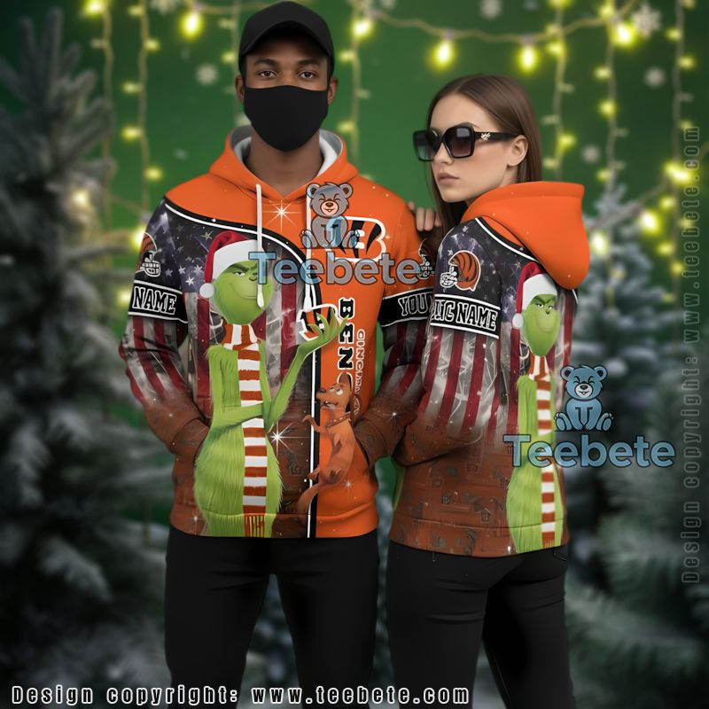 Cincinnati Bengals The Grinch Personalized 3D Hoodie Puff Print