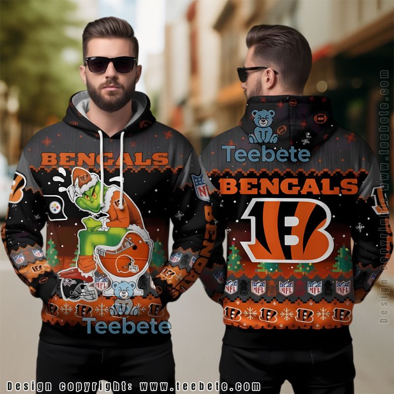 Cincinnati Bengals The Grinch Stealing Football Ugly 3D Hoodie