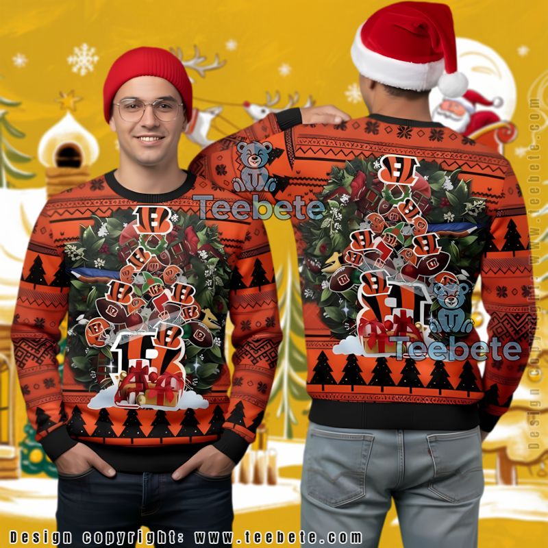 Cincinnati Bengals Tree Christmas Ugly Christmas Sweater Funny