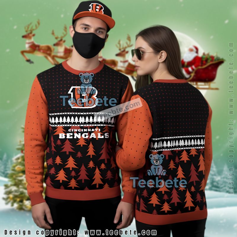 Cincinnati Bengals Tree Ugly Christmas Sweater Couples