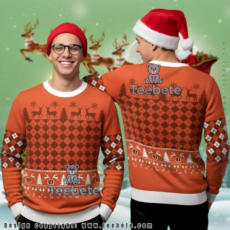 Cincinnati Bengals Ugly Christmas Sweater Best White Orange