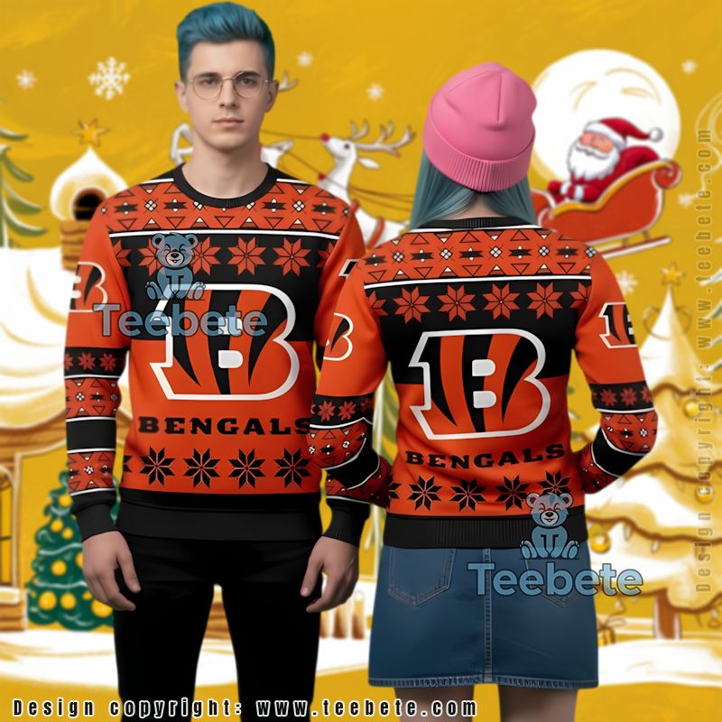 Cincinnati Bengals Ugly Christmas Sweater Most Orange Black